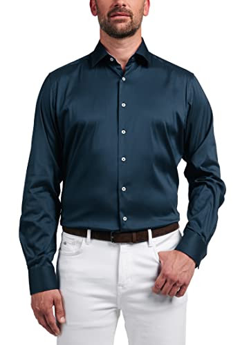 ETERNA Modern Fit Performence Hemd Langarm Twill Nachtblau Größe 40