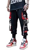 Banana Bucket Mens Basic Jogger Pants Hiphop Punk Jogger Sport Harem Pants Cargo Pants (RBlack, 34-36 Inch)
