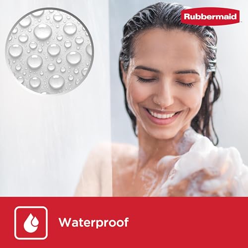 Image of Rubbermaid Clear Waterproof Shower Curtain Liner with 5 Storage Pockets,Heavyweight 8g PEVA Shower Liner for Bathroom,with Gray Rustproof Grommets&Pockets, Standard Size,Clear, 70 inchW x 72 inchL (Pack of 6)