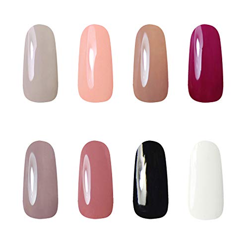 Gellen 8 Colors Gel Polish Kit - Popular Pastel Black White Colors, 8ml Bottle Nail Gel Manicure Set