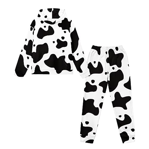 doginthehole 2Pcs Athletic Sweatsuits Sets Youth Hoodie Long Sleeve Hooded Sweatshirt and Sweatpant Outfits for Boys Girls