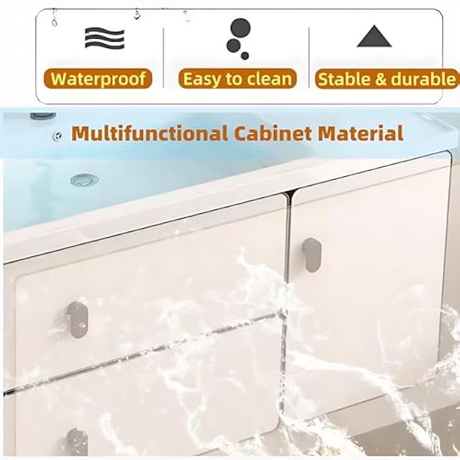 32in Cream Bathroom Vanity with Sink - Modern Luxury Bathroom Vanity Set with Oversized Smart LED Defog Mirror & Abundant Multi-Partition Storage Space. Wall Mounted Solid Wood Vanity