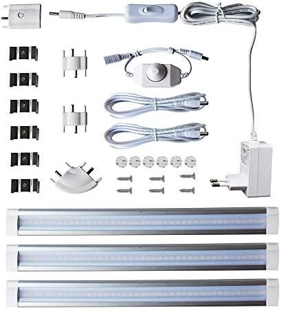 LAMPAOUS Lampe De Placard Cuisine Barre Ruban Led Lumiere Encastre Dimmable 4w3 Blanc Naturel 4000k 12v Dc Pour Cabinet Miroir