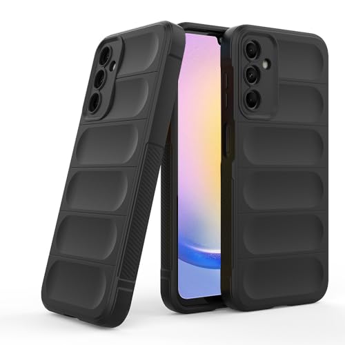 Image of amazon basics Mobile Cover for Samsung Galaxy A25 5G | Full Camera Protection | Liquid Silicon Case | Flexible Bumper Case for Samsung Galaxy A25 5G (Black)
