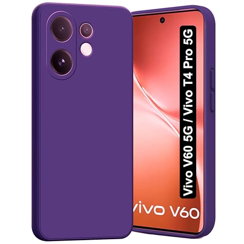 Image of SBMS Silicone Back Cover Case for Vivo V60 5G /V60e 5G /T4 Pro 5G | Soft Micro-Fibre Lining Inside | Camera Protection Bump | Shockproof Back Cover Case for Vivo V60 5G (Candy Cloth Purple)