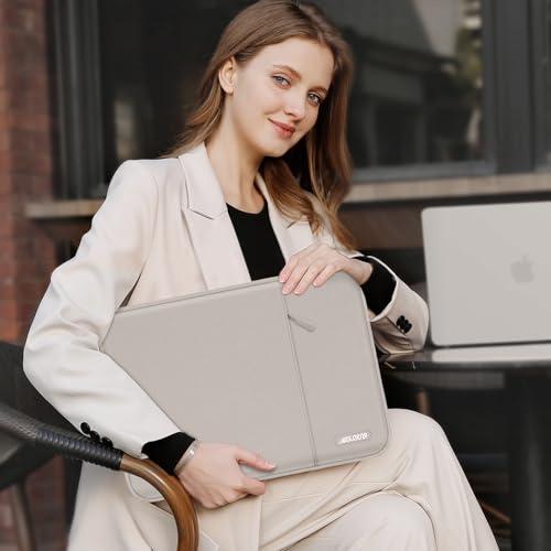 Image of MOSISO Laptop Case 13.3 inch, 13-13.3 inch Laptop Sleeve Compatible with MacBook Air /Pro 13 /Pro 14 M5 M4 M3 M2 M1, HP Dell ASUS Lenovo,Polyester Vertical Computer Sleeve Bag with Pocket,Stone Gray