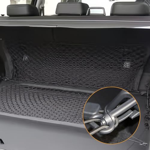 Schutzgitter Auto Barriere Trennnetz: Hundegitter Auto Hundeschutzgitter aus Polypropylen mit 4 Haken, Elastizität Hundegitter für den Kofferraum Doppelschicht Trenngitter Kofferraum Hund 120x70cm