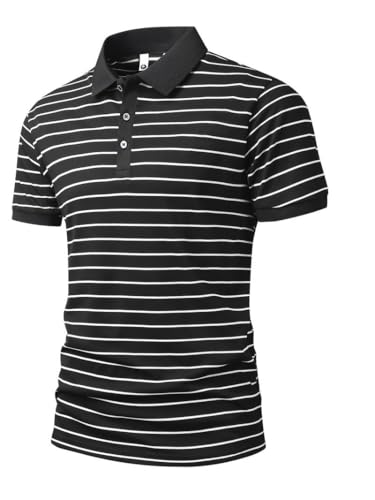 Image of TAGDO Men's Striped Polo in Black & White Vertical (2036)