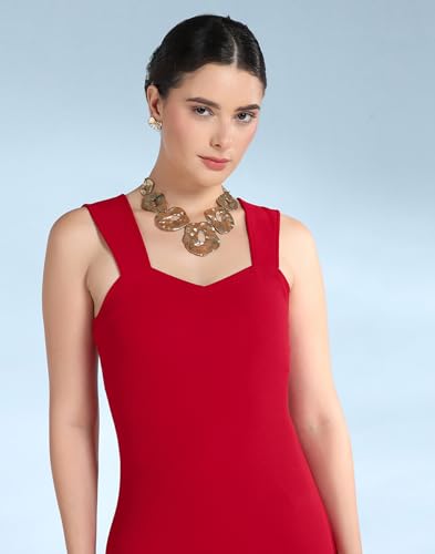 Image of Selvia Women's Calf Length Western Dress Stylish, Lycra Bodycon Dress for Woman Stylish