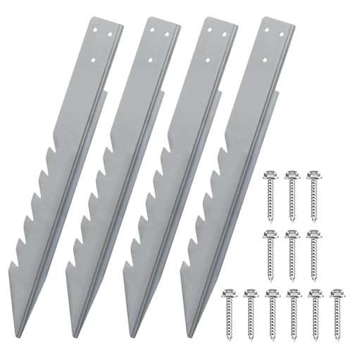 Postes de metal para valla – Kit de reparación de 4 piezas estacas de puerta – Puntas imputrescibles para torre de juego, casa de campo, granja, celosía, escalada, terraza y jardín