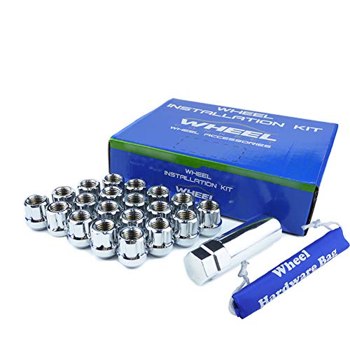 Image of WHEEL CONNECT Open End Spline Lug Nuts, Acorn for Conical Seat. Thread 12x1.25, Set of 20 with 1 Key and 1 Storage Bag, for Aftermarket Custom Tuner Wheel with Center Cap. Chrome Finish.M12 X 1.25