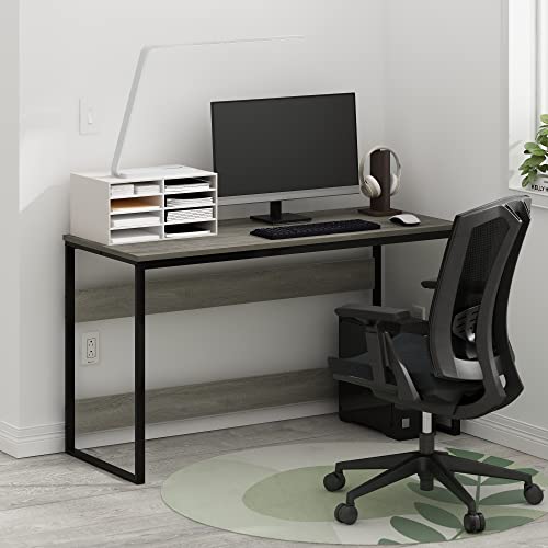 Furinno Moretti Computer Desk, Gaming Desk, Office Desk, 52 Width, for Home Office, Gaming, Study, Grey Oak – Image 3