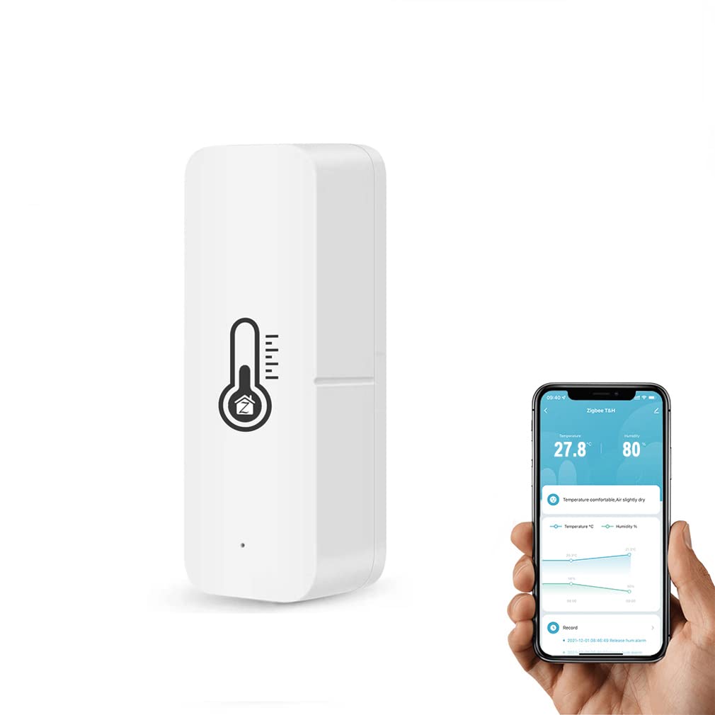 Xrc Tech White Tuya Zigbee Temperature And Humidity Sensor Smart Home Tuya Smart Life App Real-Time Monitoring Work With Alexa Home Gateway Required