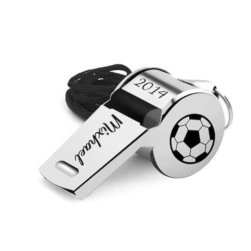 Nergaebe Personalized Whistle with Name for Coach, Custom Name Whistle with Lanyard for Women Men, Stainless Steel Sports Whistles, Appreciation Gift for Coach, Reference, Teacher, Sports Lover