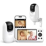 momcozy Moniteur Bébé WiFi 2 Caméra HD 5" 1080P Fixation Murale, Détection Mouvements/Pleurs, Périmètre Sécurisé, Vision Nocturne Claire, Batterie 5000mAh, Interphone 2 Sens, Enregistrement Vidéo​