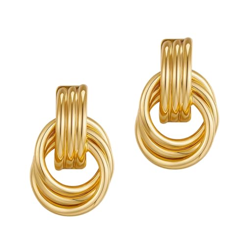 Boucles d'oreilles dorées pour femme au design chunky chic et finitions haut de gamme