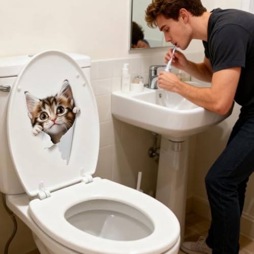 ARYIMYDP WC Aufkleber Hochwertig PVC, Selbstklebend Wasserdicht Abnehmbare, Festliche Badezimmerdekoration für Toilettendeckel, Wände und Spiegeln (30x20cm)