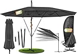 KESSER® Sonnenschirm Doppelsonnenschirm 4,6m x 2,7m | Ampelschirm Abdeckung & Ständer | Kurbelschirm Aluminium wasserabweisend | Neigbar Kippbar 360° Drehbar Anthrazit