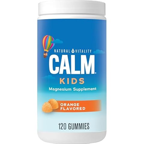 Natural Vitality Calm, Magnesium Citrate Kids Supplement, Stress Relief Gummies, Supports a Healthy Response to Stress, Gluten Free, Vegan, Sweet Citrus, 120 Gummies Cover