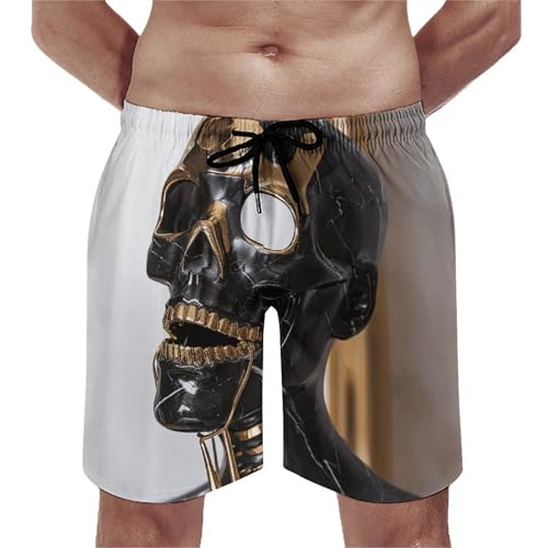 Men's Swim Trunks Quick Dry Board Shorts with Pockets Beach Shorts Golden Skull Mask Bathing Suits for Men