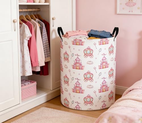 Image of Baby Laundry Basket Baby Nursery Hamper Kids Laundry Basket Toy Storage Bin for Boys Room Decor Gift Baskets for Bedroom Bathroom(Castle)