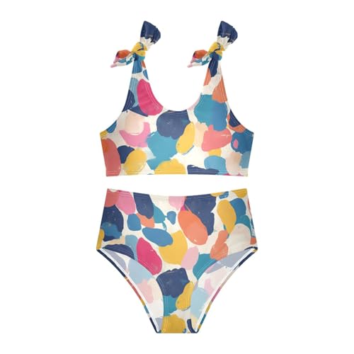 KLL Abstract Watercolor Girls' Two Piece Bikini Sets Beach Swimsuit Swimwear Adjustable Strap3