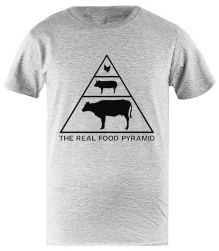 Tambootee The Real Food Pyramid Carnivore Camiseta Gris para Hombre, Camisa Sencilla De Algodón para Hombre