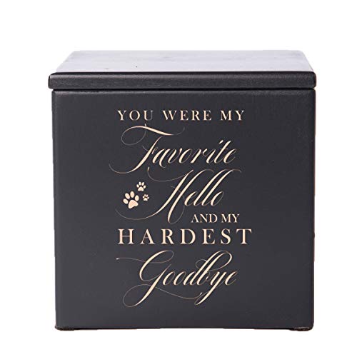 Lifesong Milestones Custom Wooden Cremation Urn Box for Dog, Cat,Pet Ashes Loss Of Pet You Were My Favorite Hello 3.5x3.5x3x3.75 Small Memorial Keepsake Box holds 18 cu.in