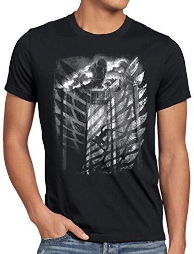 CottoCloud Jaeger Flying Camiseta para Hombre T-Shirt Aot Titan on Attack, Talla:S, Color:Negro