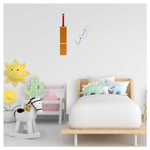 Kayra Decor Cricket Bat with Signature Wall Stencil - Size 12 Inch x 12 inch.