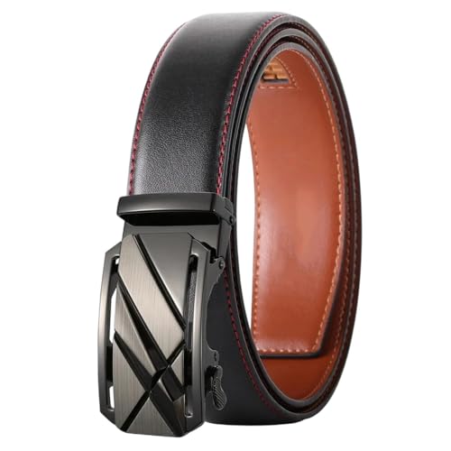 Men Metal Leather Belts Coffee Automatic Buckle Ceinture Belt Adjustable K120s13 125cm