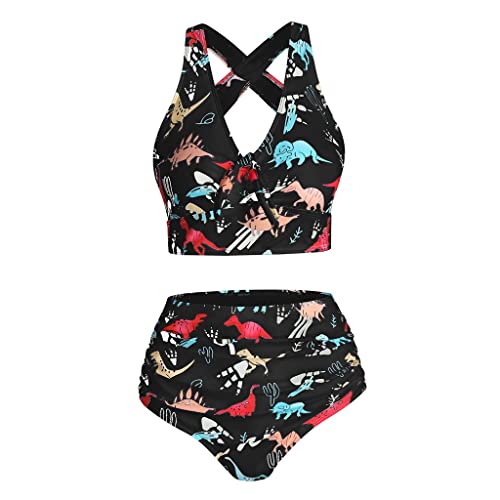 Tankini rembourré à nœud avec motif cartoon amusant collection femmes rondes