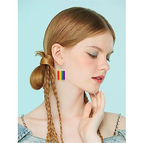 Funny Cute Weird Rainbow Earrings Creative Rainbow Love Heart Butterfly Sunflower Pencil Acrylic Dangle Earrings Lightweight Summer Ice cream Mushroom Frog Colorful Earrings for Women Jewelry Gifts4