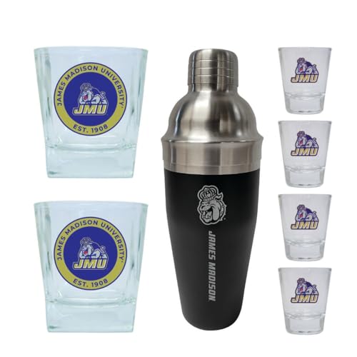 Set de bar con vaso y coctelera 7 piezas oficial