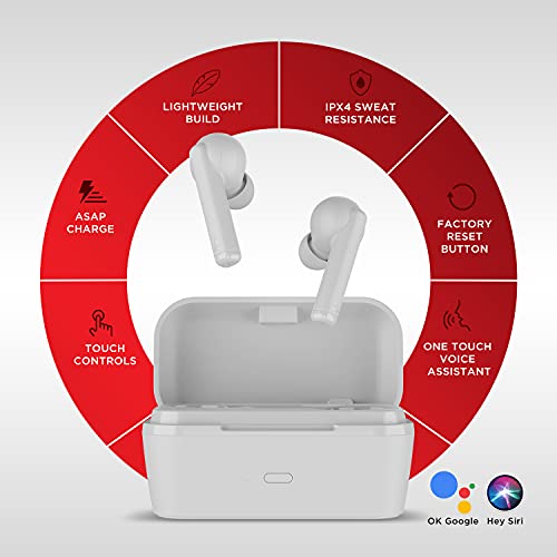 Image of boAt Airdopes 452 TWS Earbuds with Beast Mode for Low Latency, ENx Technology, Upto 20 Hours Battery, ASAP Charge, Bluetooth v5.2, IWP Technology, IPX4 and Type-c Interface(White Purity)