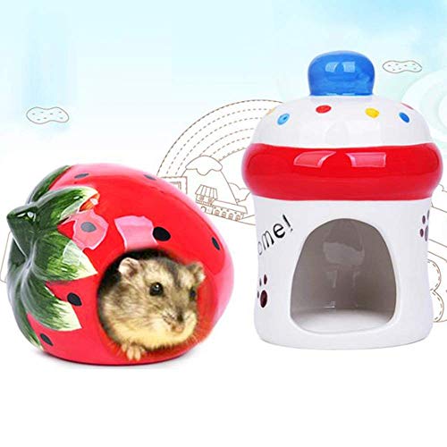 Gutongyuan Hamster Hideout Ceramic Adorable Cartoon Shape Hamster House Chinchilla Mini Hut Small Animal Hideout Cave Cage Accessories thumb #3