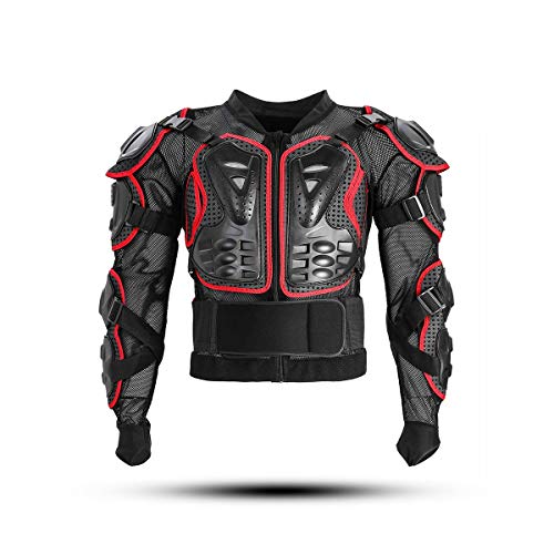 KINGUARD Chaqueta De Moto Chaqueta Protectora Cuerpo Armadura Profesional De Motocicleta Protección Del Cuerpo Entero Spine Chest Para Hombres Mujeres (Rojo, XXXL)