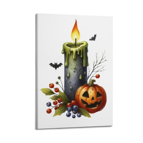 Citrouille d'Halloween poster toile avec cadre pour remplacer une deco murale terne de chambre