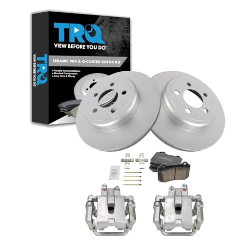Image of TRQ Rear Brake Pad and Rotor Set Ceramic G Coated Rotors Calipers