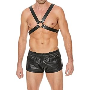 Shots – Ouch! Heren 4,5 cm grote gesp harnas – zwart