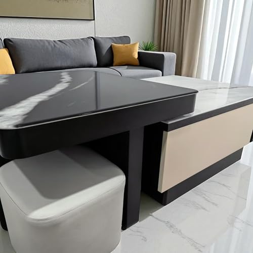 Image of The Attic Louis Coffee Table Set with 2 stools, Modern Coffee Table for Living Room