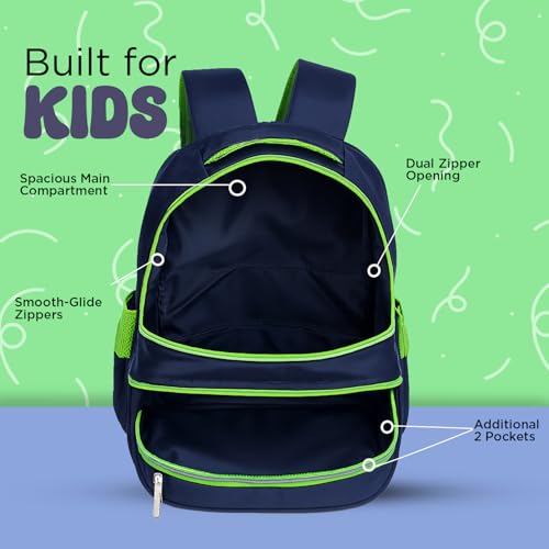 Image of School Bag for Kids Boys & Girls 5-10 Years - Cute Cartoon Dinosaur Backpack Large Capacity Waterproof School Bag with Bottle Pocket Multi-Compartment Lightweight Bag for Nursery & Primary