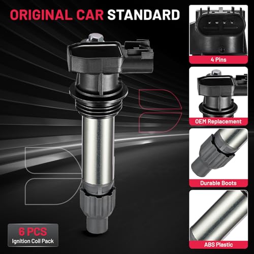 Image of BDFHYK Ignition Coil Pack UF569 Compatible with Buick Enclave LaCrosse Cadillac ATS CTS XTS SRX STS Chevy Impala Equinox Traverse GMC Terrain Acadia Saturn Aura Vue Outlook Suzuki XL7 Coils Set of 6