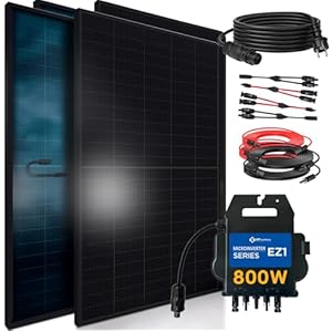 SUNNIVA® 1840W Balkonkraftwerk BIFAZIAL FULLBLACK komplett Steckdose AP Systems EZ1-M 800 Watt Wechselrichter, Solaranlage Komplettset,4x460W Glas-Glas Bifacial Solarmodule, 5m Kabel,4x2,5m Solarkabel 8 41zU6o9thXL. SL500 . SS300