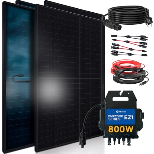 SUNNIVA® 1840W Balkonkraftwerk BIFAZIAL FULLBLACK komplett Steckdose AP Systems EZ1-M 800 Watt Wechselrichter, Solaranlage Komplettset,4x460W Glas-Glas Bifacial Solarmodule, 5m Kabel,4x2,5m Solarkabel 1 SUNNIVA® 1840W Balkonkraftwerk BIFAZIAL FULLBLACK komplett Steckdose AP Systems EZ1-M 800 Watt Wechselrichter, Solaranlage Komplettset,4x460W Glas-Glas Bifacial Solarmodule, 5m Kabel,4x2,5m Solarkabel