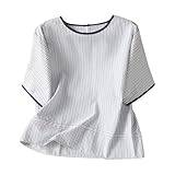 Women Crew Neck Tops Short Sleeve Lightweight Blouses...