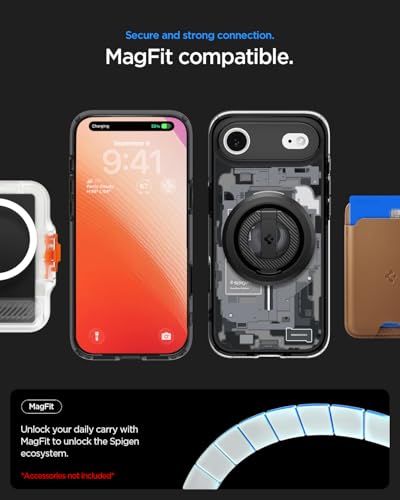 Image of Spigen Ultra Hybrid MagFit Back Cover Case Compatible with iPhone Air (2025), iPhone 17 Air Cover case (TPU + Poly Carbonate | Zero One Black)