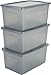Produktbild Iris Ohyama, Kunststoffboxen mit gewölbtem Deckel und Klammern, 50L, 3er-Set, nestbar, BPA-frei, Büro, Wohnzimmer, MCB-50, Grau