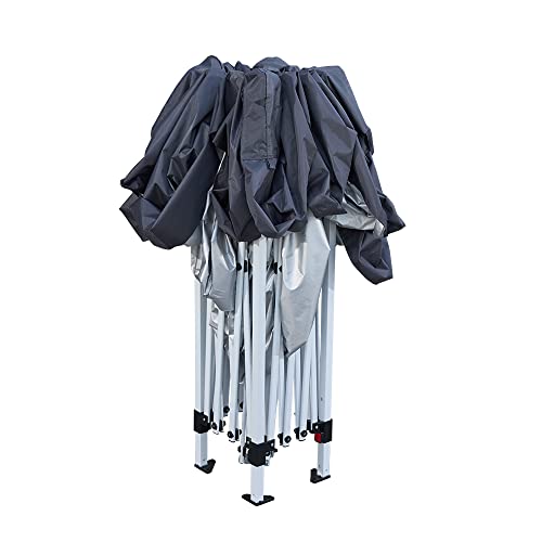 Pop Up Canopy 2.5x2.5m Gazebo Marquee Garden Awning Party Tent Canopy 4 polyester sidewalls (Grey) - Image 6