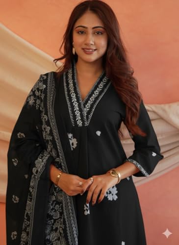 Image of Women's Mulmul Cotton Kurti with Pant and Dupatta